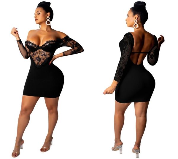 

hollow lace revealing backpack arm fivepoint sleeve dress bodycon bandage female women summer dress5591887, Black;gray