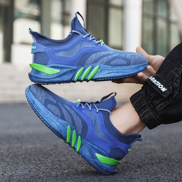 

men knit sneakers breathable running walking gym shoes hiking shoes men's sports designer shoe outdoor summer black blue men casual ite