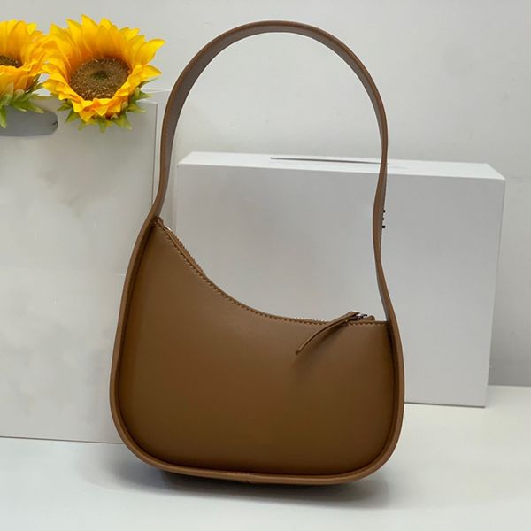

half moon bag in glossy leather female designer shoulder underarm purse.