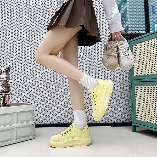 

Leather Platform Casual Top Sneakers Fashion Women Woman Designer Shoes Girls Beige Yellow Grey Outdoor Womens Lace-up Flats Sports Trainers Eur 36-41 S, Pink