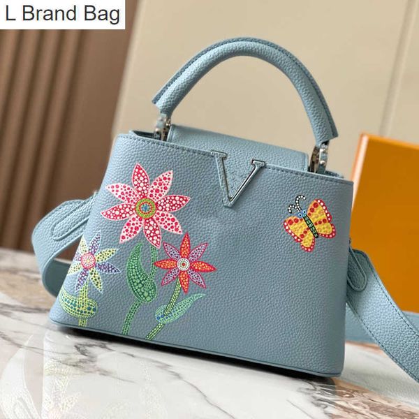 

l bag women totes bag designer floral handbags crossbody bags handle lady purse sun flower butterfly spray painting imprinted letters plain, Black