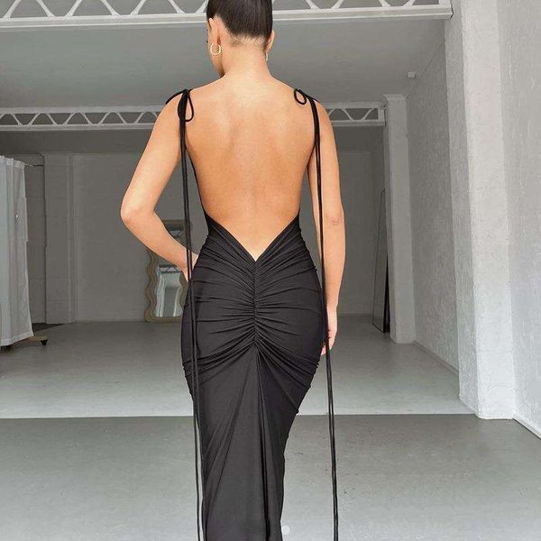 

ins wind spring style womens dress fashionable sling backless slim fit hip temperament, Black;gray