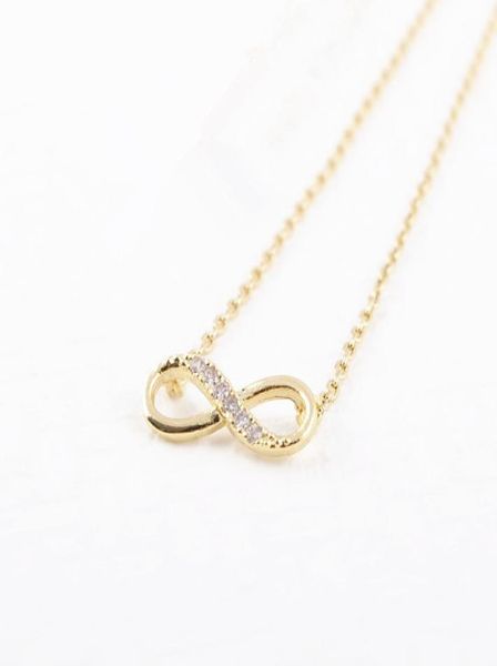 

whole fashion infinity with rhinestones pendant necklace 18k gold silver plated necklace for women gift2729261