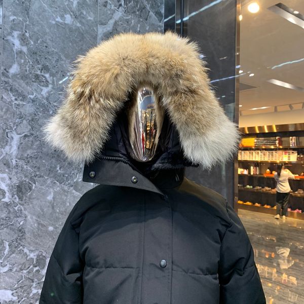 

winter fourrure down parka puffer jacket homme jassen chaquetas outerwear wolf fur hooded fourrure manteau wyndham jacket coat hiv232g, Black