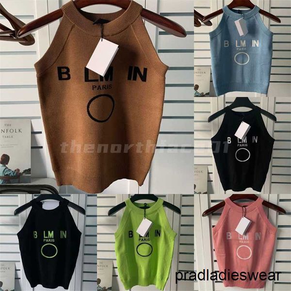 

fashion womens knitted tees vest jacquard letter solid color t shirt designer tee size s-l, White