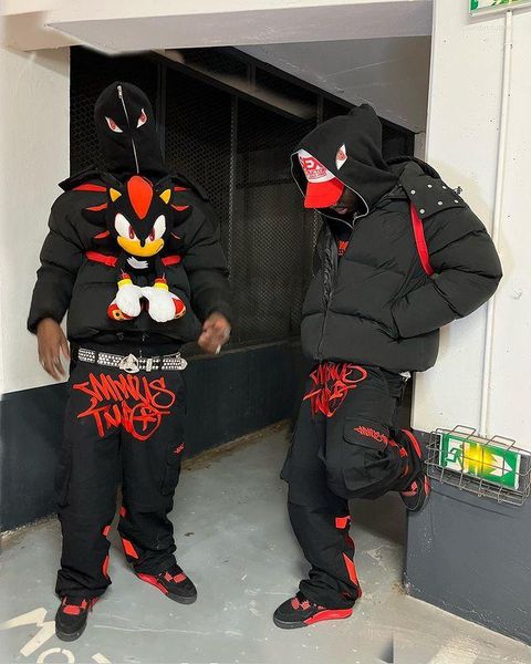 

men's pants 2023 y2k street trend trousers loose fashion multi-pocket overalls hip-hop minus two cargo, Black