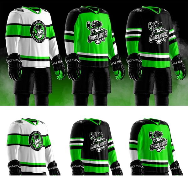 

custom savannah ghost pirates hockey jersey any name any number, Black;red