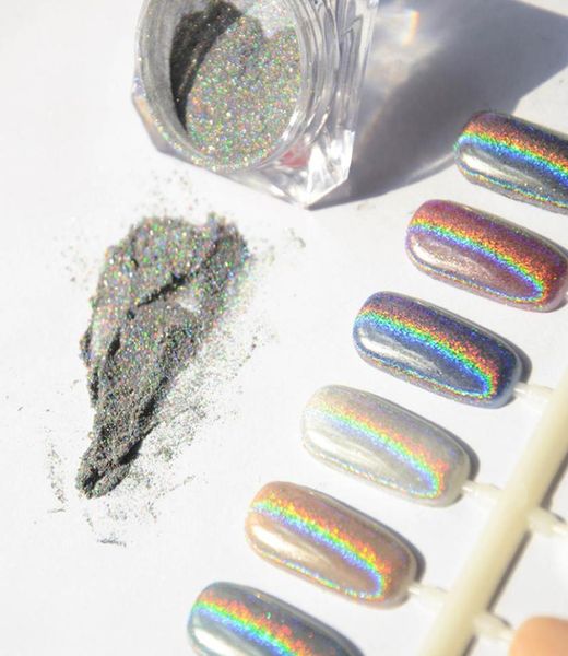 

wholesale-1g silver holographic nails glitters powder diy nail art sequins chrome pigment dust shiny magic mirror powder nails7547444, Silver;gold