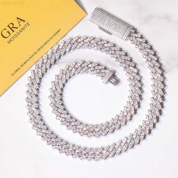 

hiphop style jewelry wide 10mm iced out single row cuban link chain, Silver