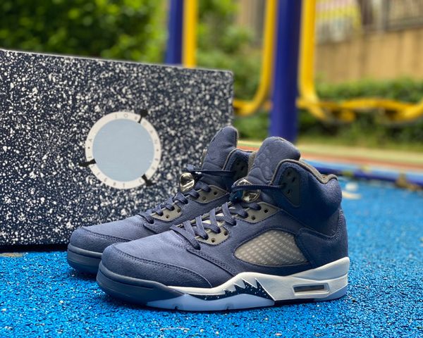 

jumpman 5 midnight navy basketball shoes 5s midnight navy/black-football grey outdoor sneaker sports with box