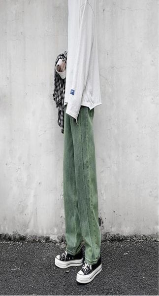 

men039s jeans 2021 spring fashion straight korean students039 versatile wide leg casual pants green purple2278412, Blue