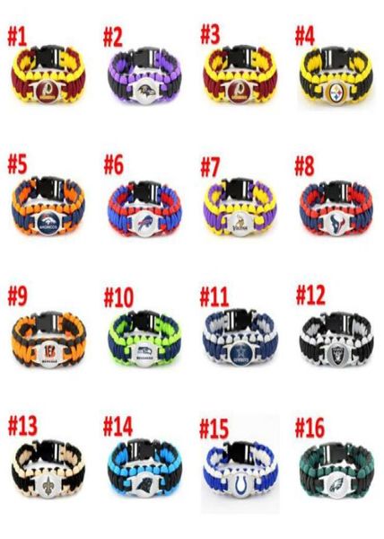 

whole football jersey bracelet rugby bracelet 32models cowboys paracord luxury designer jewelry women bracelets dhl a02087073895, Black
