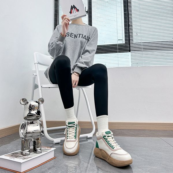 

casual 2023 summer2023 shoes new designer women fashion sneakers girls lace-up outdoot leather yellow green womens platform trainers summer, Black