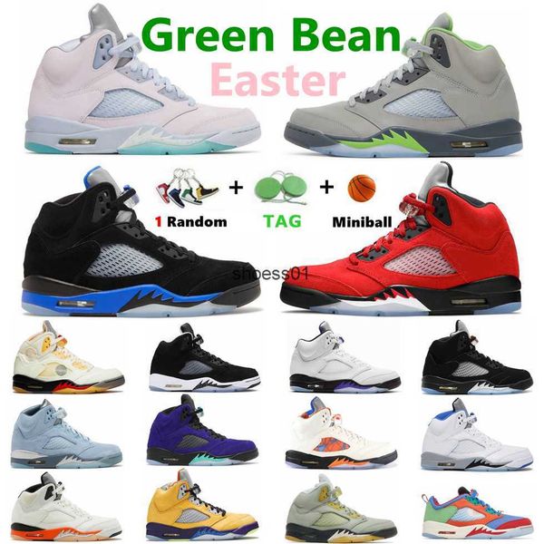 

jumpman 5 jumpmans 5s mens basketball shoes raging bull racer blue bird fire red stealth green bean easter alternate grape sports women snea, Black