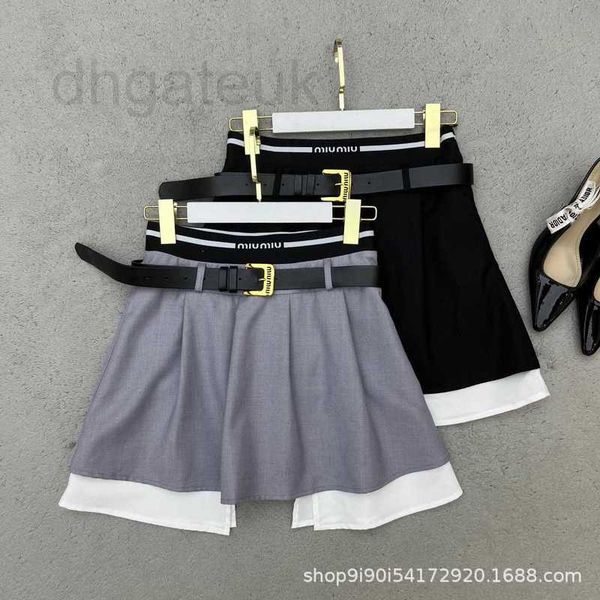 

skirts designer summer new letter rubber band waist decoration with white edge design at the bottom of belt, versatile short skirt 5b76, Black