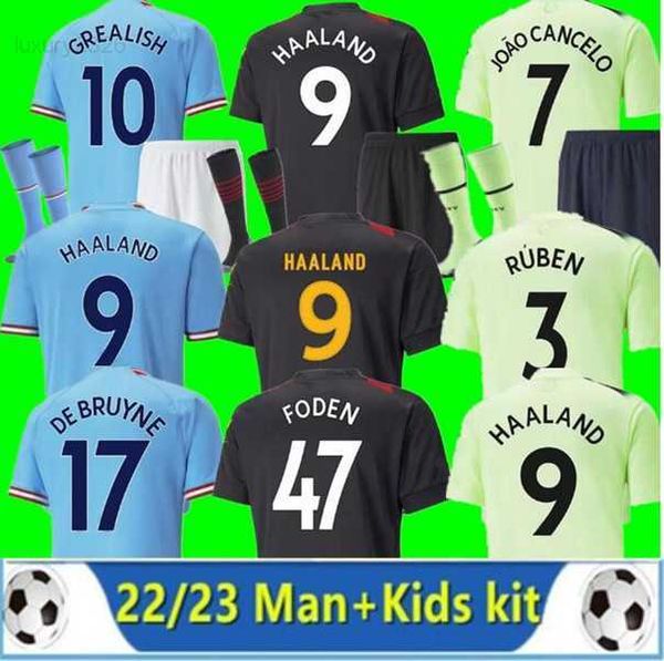 

22 23 manchesters city haaland soccer jerseys grealish sterling man city mahrez fans player version de bruyne foden 2022 2023 football shir, White;black