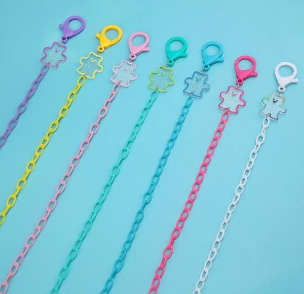 

chains fashion children039s glasses chain acrylic antilost mask lanyard holder cartoon bear charm sunglasses strap jewelry gif1368439, Silver