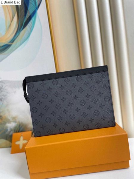 

2023 new 10a designer classic pochette voyage 27cm wash clutch bag women's men tote cosmetic wallet briefcase pockets bags iii6, Black