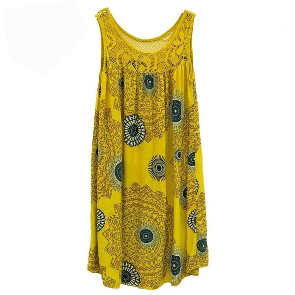 

sell womens sleevless print round collar race lace dress, Black;gray