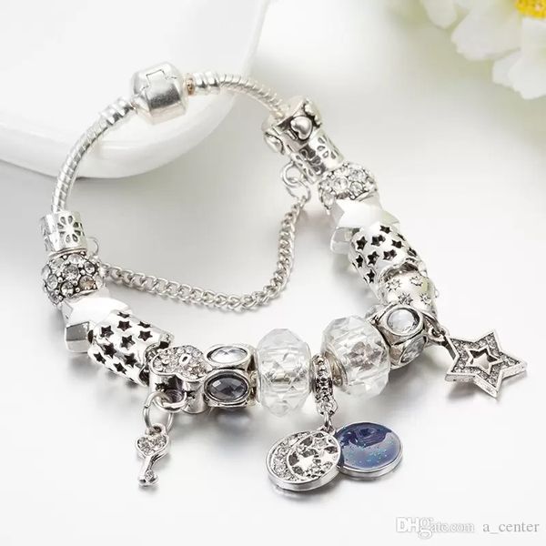 

pendant charms pandora snake chain charm bracelets for women with original logo pandora girls jewelry fashion accessories, Golden
