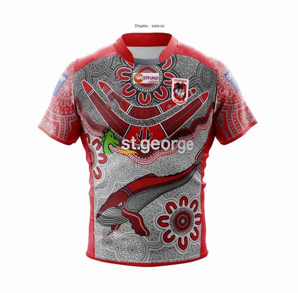 

fw23 2023 st.george dragon men's indigenous rugby jersey, White;black