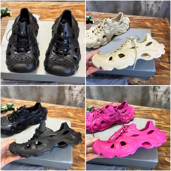 

paris pool croc slide sandals designer sandals hd lace-up sneakers lightweight soft eva rubber slippers slip on thick sole mens sandale dhga, Black