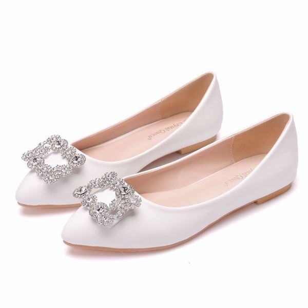 

dress shoes crystal queen white pointed toe flat cortical women fashion metal decoration flats casual woman party 230801, Black