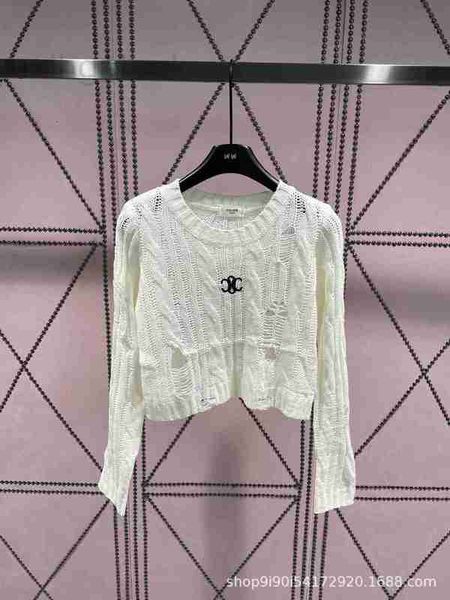 

women's knits & tees designer early autumn new irregular ragged curled long sleeve embroidered classic small slim versatile h45o, White