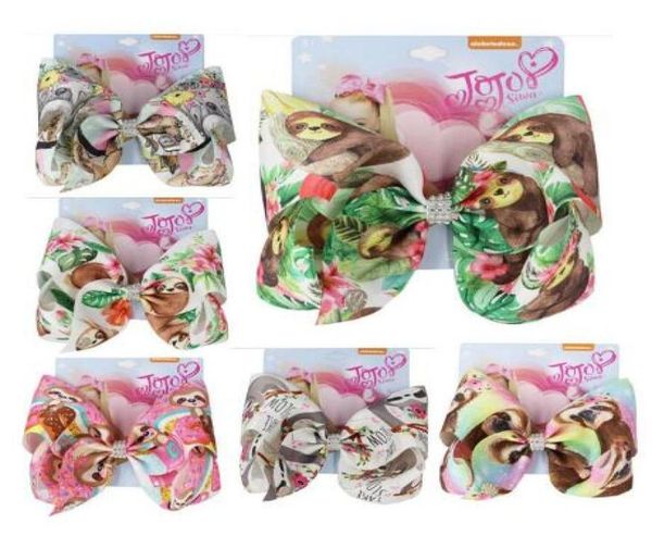 

jojo swia 8inch cute animals tree shrew bows for girls christmas sloths hair bows with clips bowknot handmade hair accessories8627890, Slivery;white