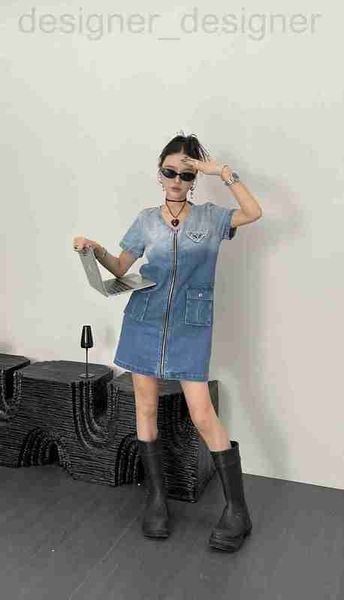 

women's tanks & camis designer p family 23 summer new style fashion triangle label denim zipper slim dress rnrj, White