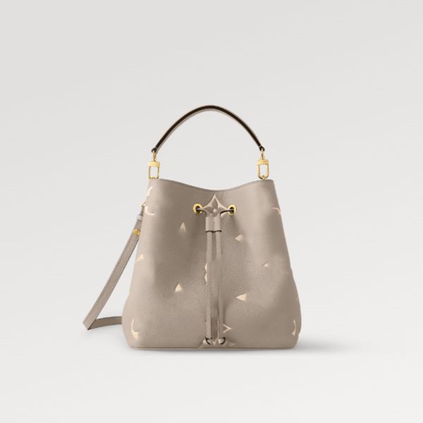 

explosion new women's bags neonoe mm m45555 bucket bag handbag motif printed embossed cross body shoulder pocket cream tourterelle cowh