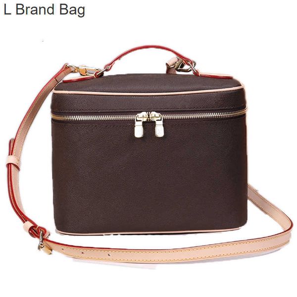 

l bag 7a womens toiletry bags makeup cosmetic case shoulder bag nice bb designer leather double zipper oversized crossbody bag fashion clutc, Black