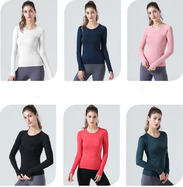 

align lwomen's yoga long sleeves solid color nude sports shaping waist tight fitness loose jogging sportswear women's high quality