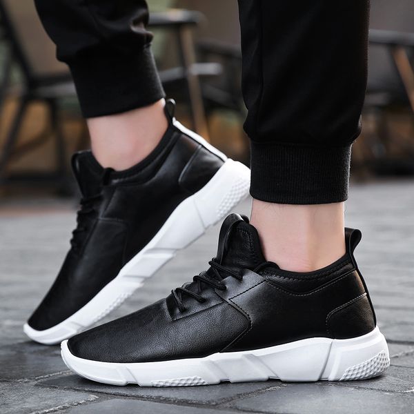 

fashion new men casual shoes leather factory wholesale retail outdoor hiking shoes black gray deisgner mens trainers leather platform sneake
