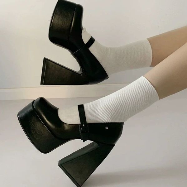 

dress shoes black mary janes super thick high heels platforms pumps buckle for women casual spring summer shallow party chunky shoes ladies