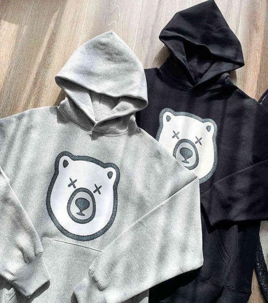 

men039s hoodies sweatshirts sweatshirt men women polar bear print plus fleece pullover loose couple hoodi1836066, Black
