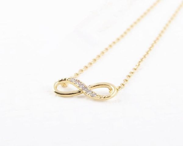 

whole fashion infinity with rhinestones pendant necklace 18k gold silver plated necklace for women gift4225241