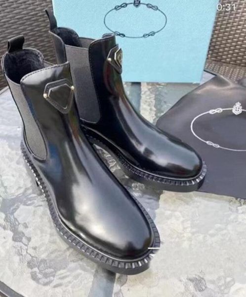 

luxury fashion ankle knee womens motorcycle boots autumn winter slip on shoes size 35-41, Black