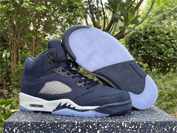 

authentic 5s 5 georgetown fd6812-400 basketball shoes midnight navy black blue sports sneakers mens with original box