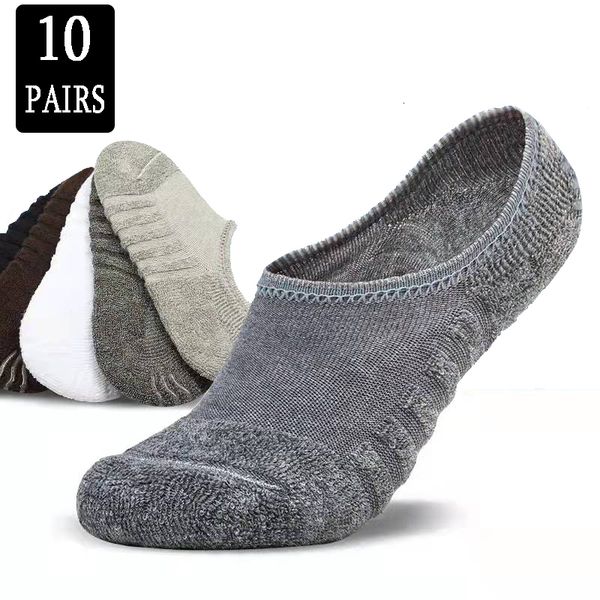

men s socks men towel bottom boat cotton sport sweat breathes silicone anti slip lnvisible spring summer black 10 pairs lot 230802