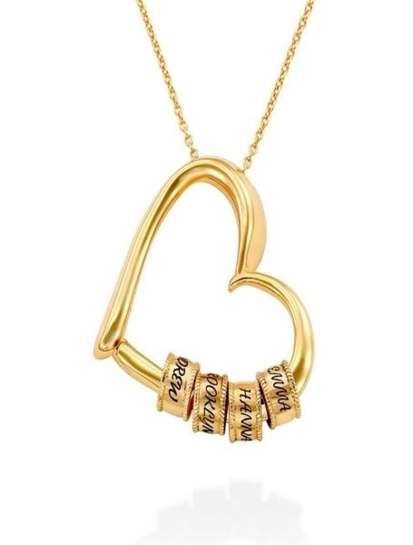 

personalized heart necklaces women jewelry custom gold plated 17 beads name necklaces pendants mothers day gift 2207167767628, Silver