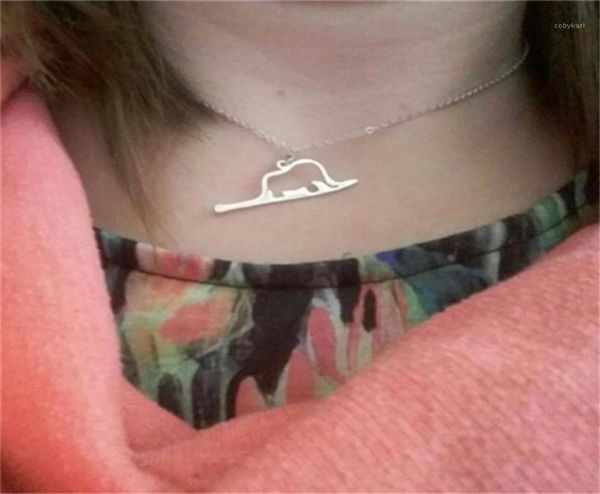 

pendant necklaces hollow le petit little prince sign necklace outline animal lucky origami elephant in a love fairy tales jewelry12857937, Silver