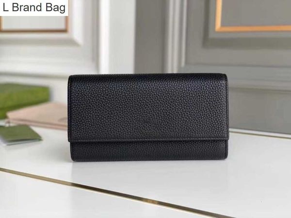 

l bag marmont series zippered long wallet 456116 women's new cow leather j3no, Black