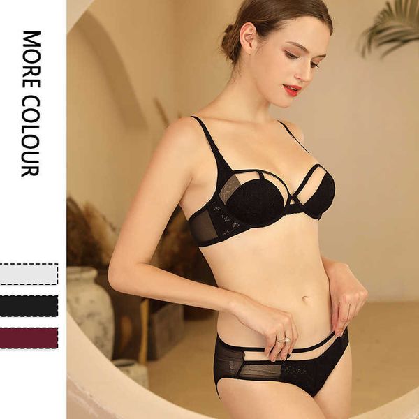 

xia french style lingerie women's bra with steel rings thin collection side breast set perspective and fun, Black;white