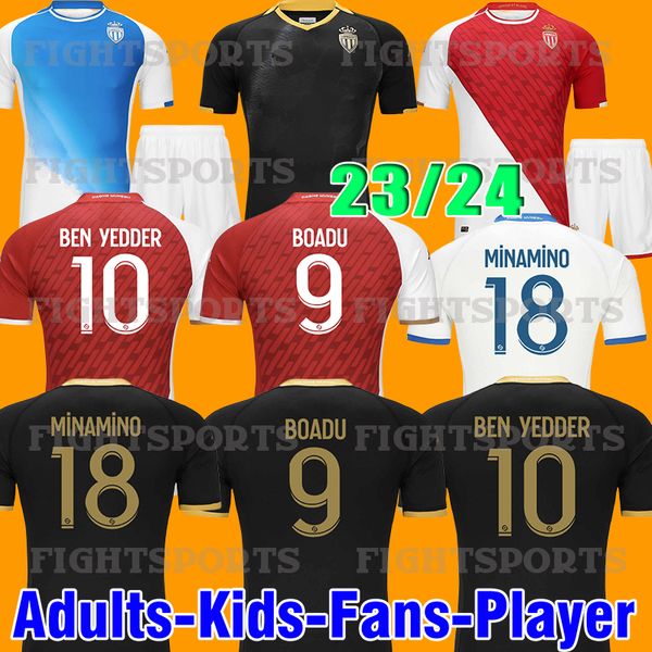 

2023 2024 maillot as monaco soccer jerseys golovin ben yedder football shirts monaco home red survetement de foot boadu ben yedder minamino, Black;yellow