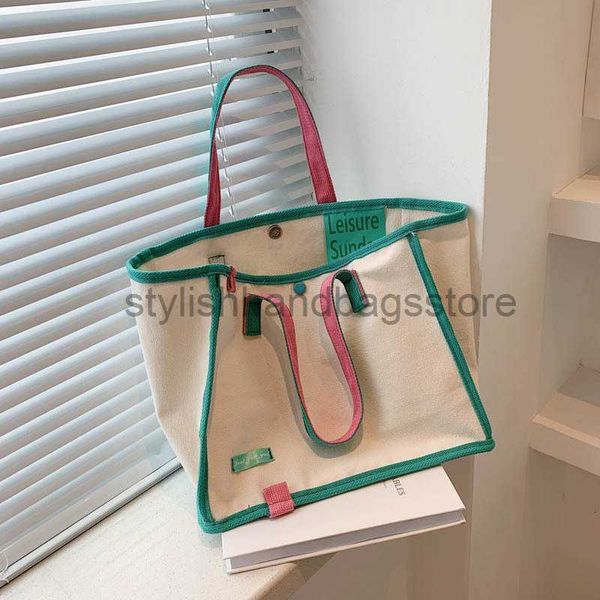 

totes fashion brand with canvas bags in the same contrasting color women's handbags korean art canvas shopping bags shoulder bagsstylis