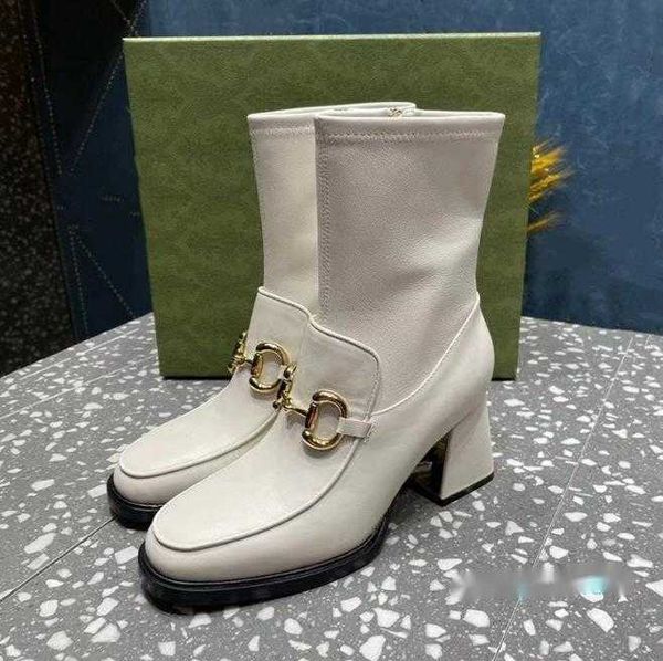 

ankle boots leather genuine leather boot block heel chelsea martin booties heavy duty luxury designer brands for womenboots follow high7.5cm, Black