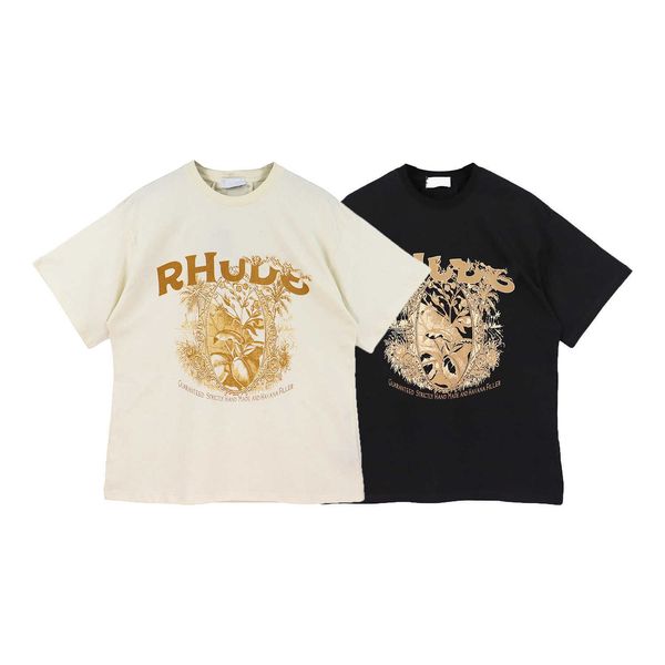 

fashion brand summer rhude men's printed short sleeve t-shirt, White;black