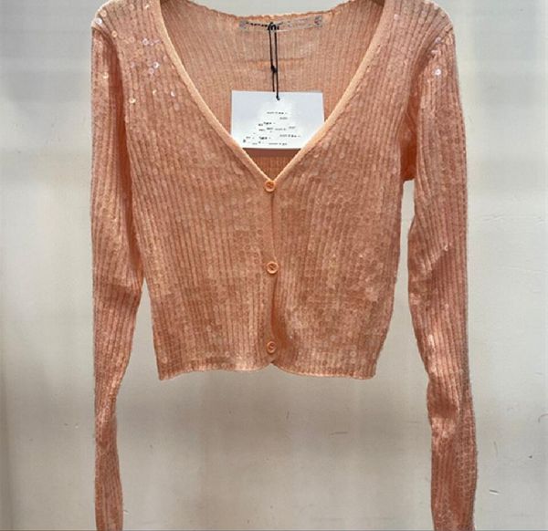 

23-high a big w summer new mermaid concubine sequin round neck short sleeve knit top, White