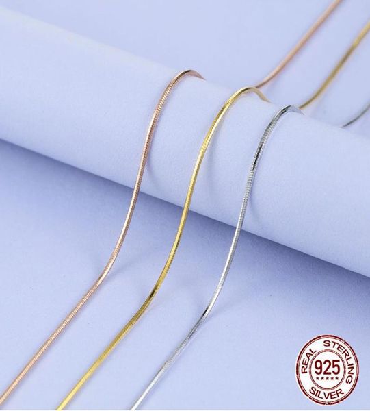 

100% 925 sterling silver 1mm chain necklace for women , / gold fine jewlery men 40cm,45cm,50cm,55cm,60cm,70cm chains8923020